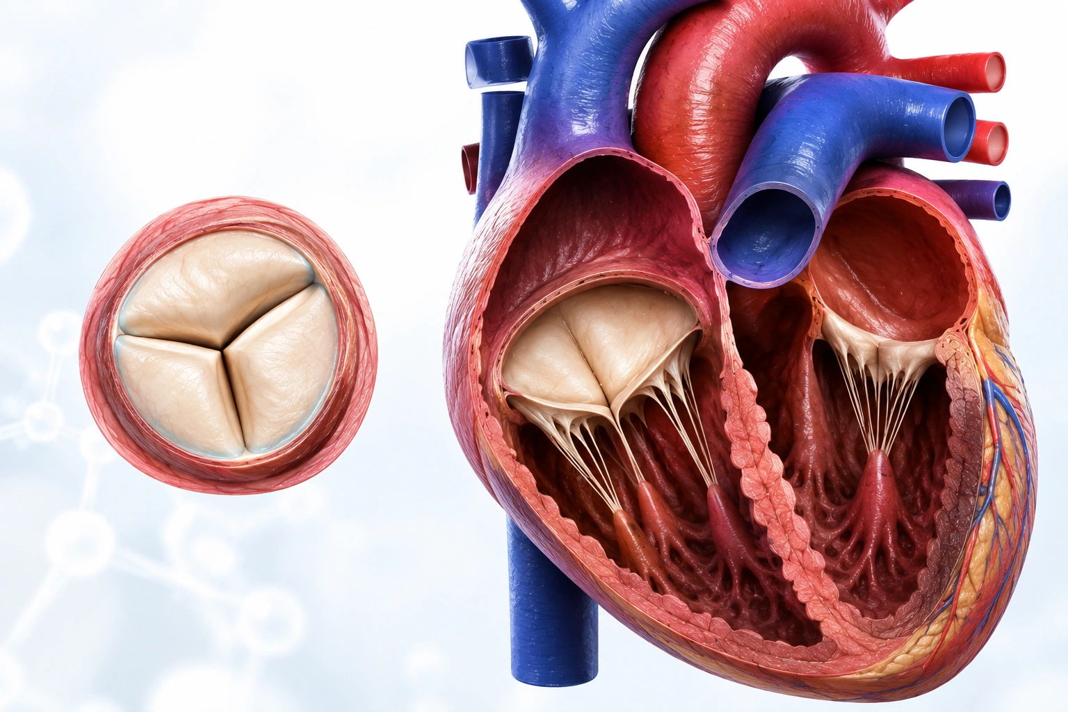 Tricuspid valve regurgitation on the right side of the heart